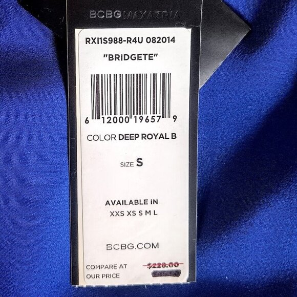 BCBGMaxAzria Bridgete Royal Blue Silk Split Back Tunic Top - Picture 8 of 8